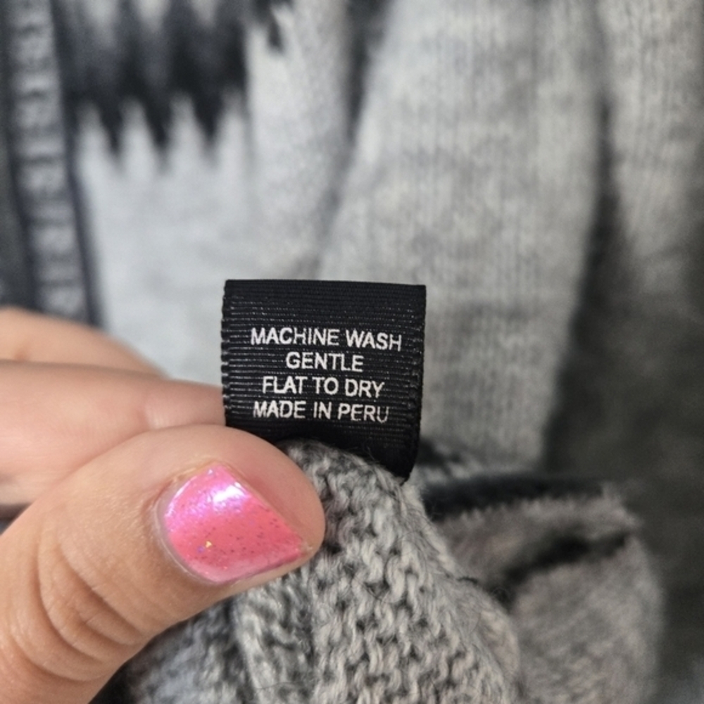 Alpaca Connection S Gray Full Zip‎ Knit Mockneck Sweater Alpaca Print - Picture 8 of 8